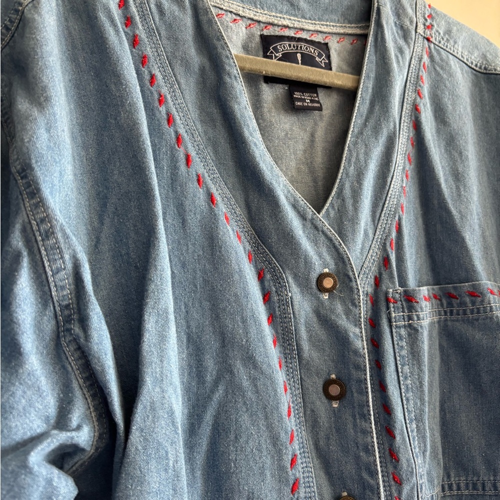 Vintage 90s Y2K Western Oversized Denim Button Down Shirt